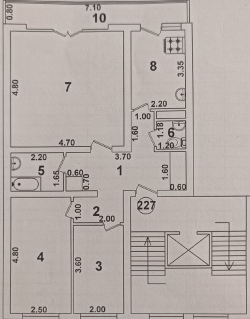 3-комнатная квартира, 72 м²