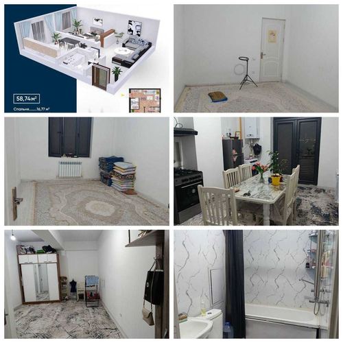 1-room apartment, 58.8 m²