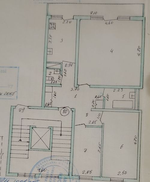 3-xonali kvartira, 70.34 m²