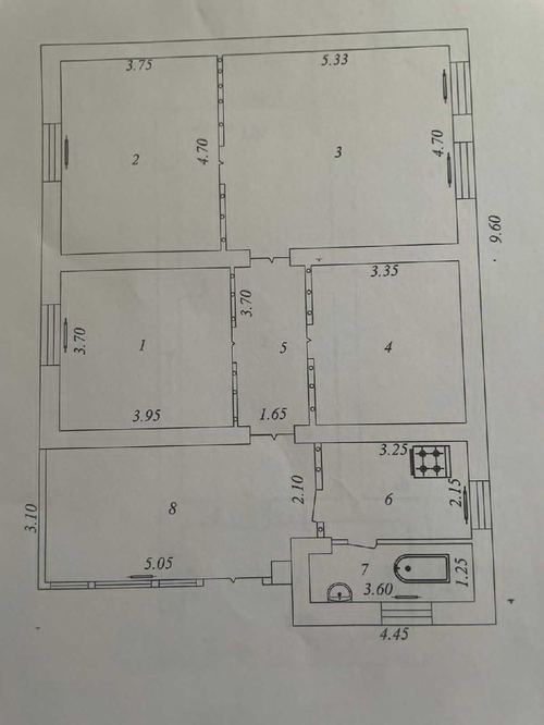 4-xonali uy, 1 m²