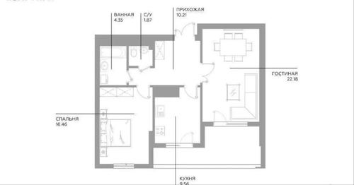 3-комнатная квартира, 72 м²