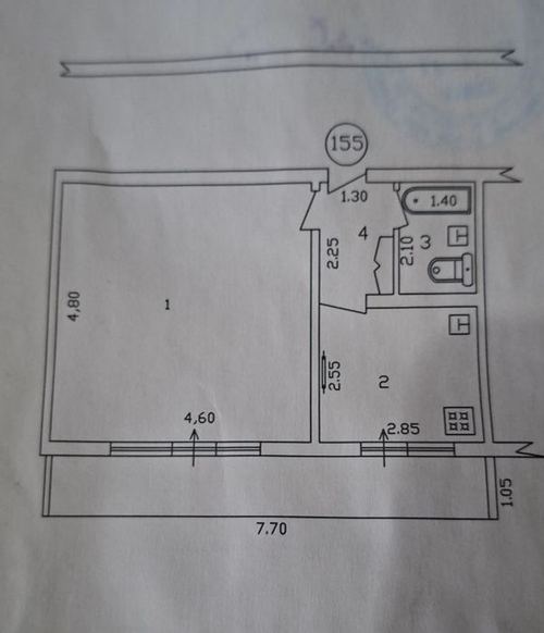 1-комнатная квартира, 38 м²