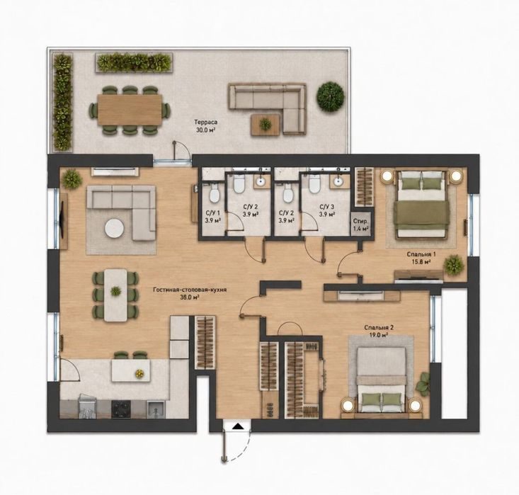 3-room apartment, 100 m², 11/12 floor, Tashkent, Mirzo Ulugbek District, for sale