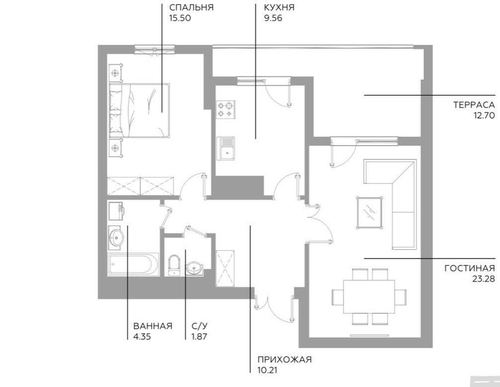 3-room apartment, 70.73 m²