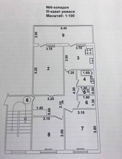 3-xonali kvartira, 77 m²