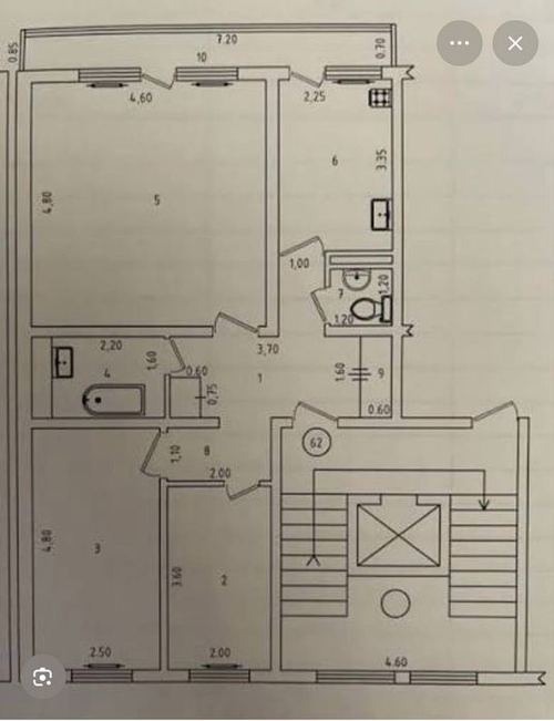 3-room apartment, 72 m²