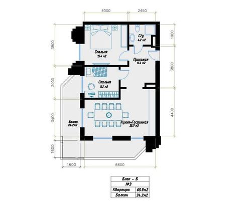 3-комнатная квартира, 72 м²