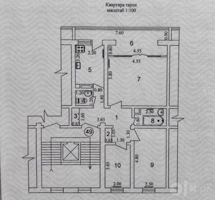 3-комнатная квартира, 72 м², 2/9 эт, Ташкент, Яшнабадский район, на продажу