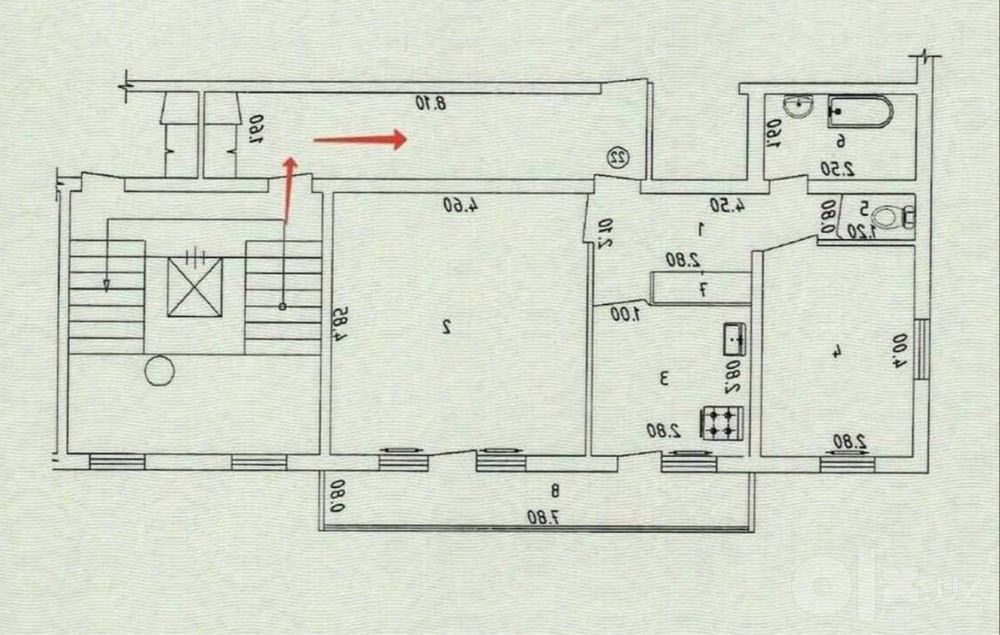 2-комнатная квартира, 60 м², 3/9 эт, Ташкент, Мирзо-Улугбекский район, на продажу