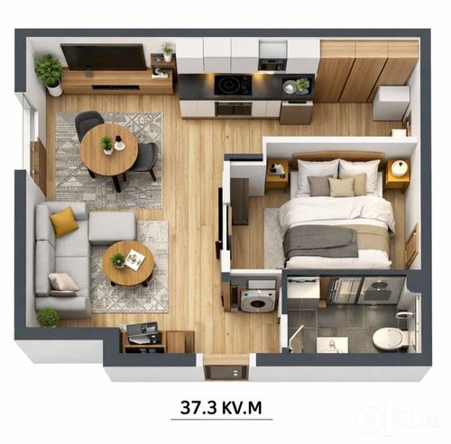 2-room apartment, 37 m²