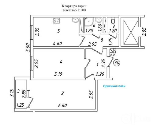 2-комнатная квартира, 66.1 м²