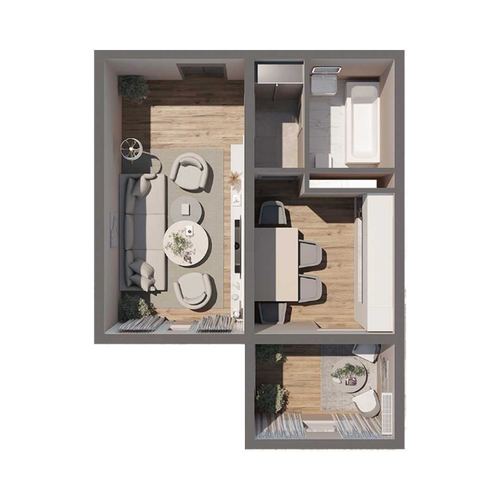 1-room apartment, 35.68 m²