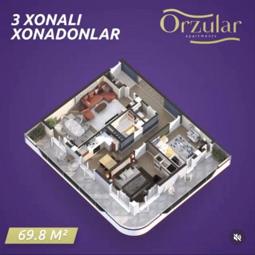 Yunusabad, 12th quarter, "Xonsaroy", 3 rooms, finished house. Turkistan metro.