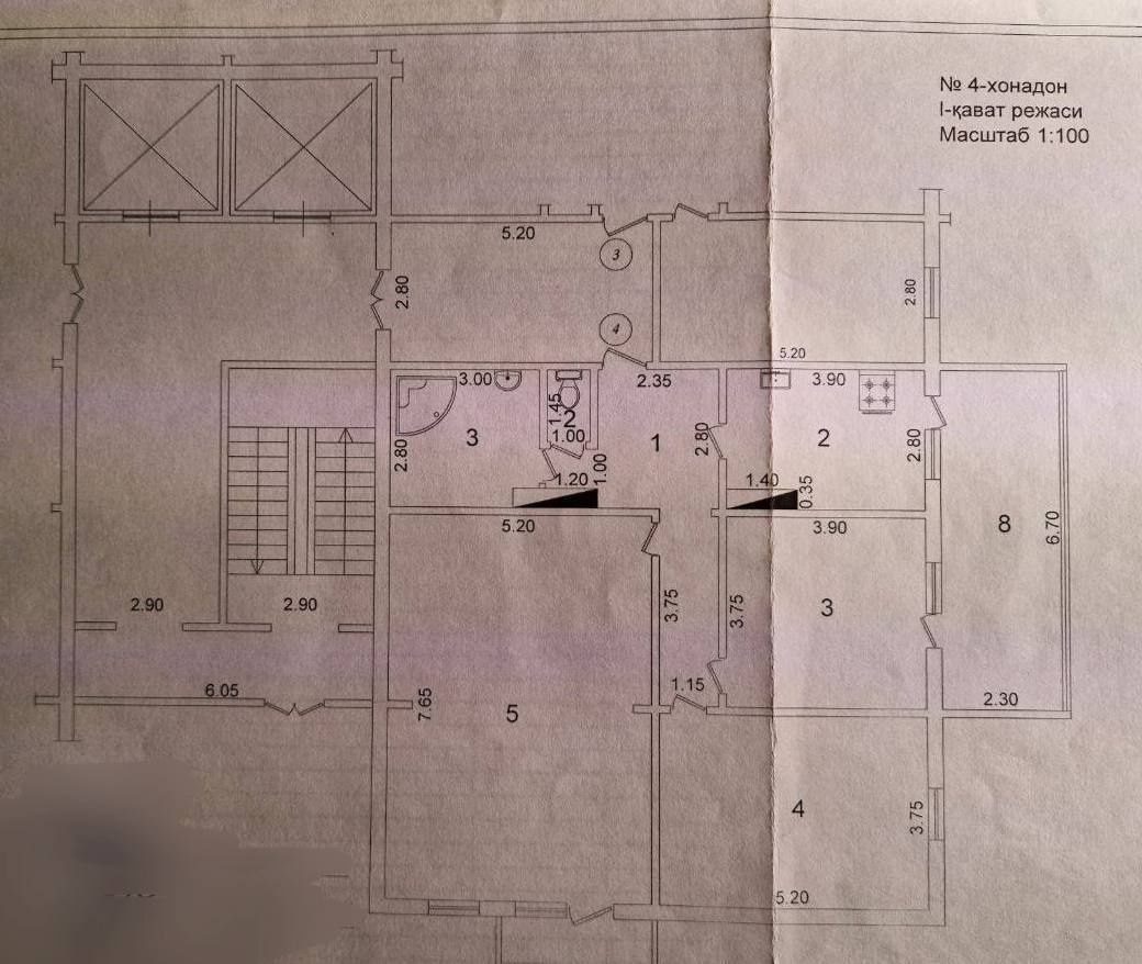 Ko'p qavatli bino emas, 125m², 1-qavat, 4 xona, Mirobod tumani