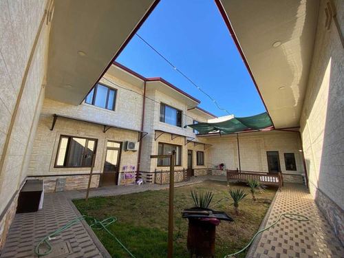 New house, 2 floors, 6 rooms, 3 sotka, 3 bathrooms, 2 kitchens, has a basement.