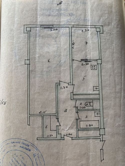For sale: large 1-room apartment converted to 2 rooms in the center on Druzhby Narodov street
