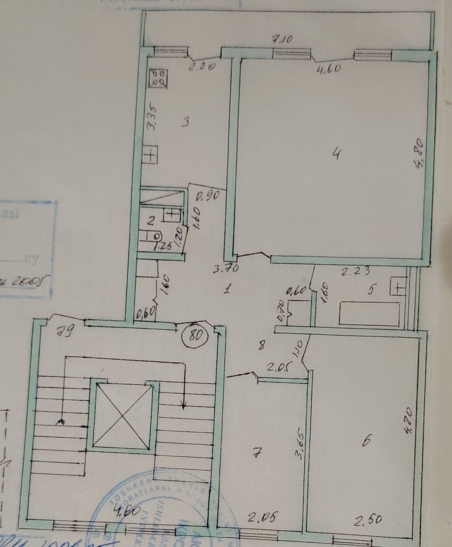 3-room apartment, 70.34 m², Tashkent, Uchtepa District, for sale