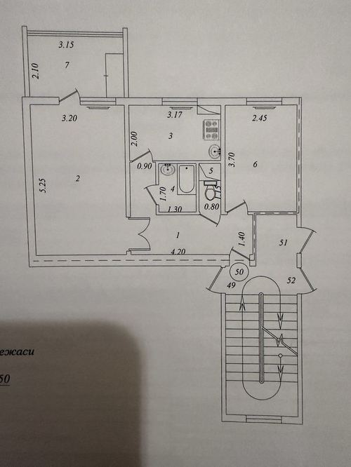 Qo'yliq 6 massif, 2 rooms, 3/5 floor, French layout