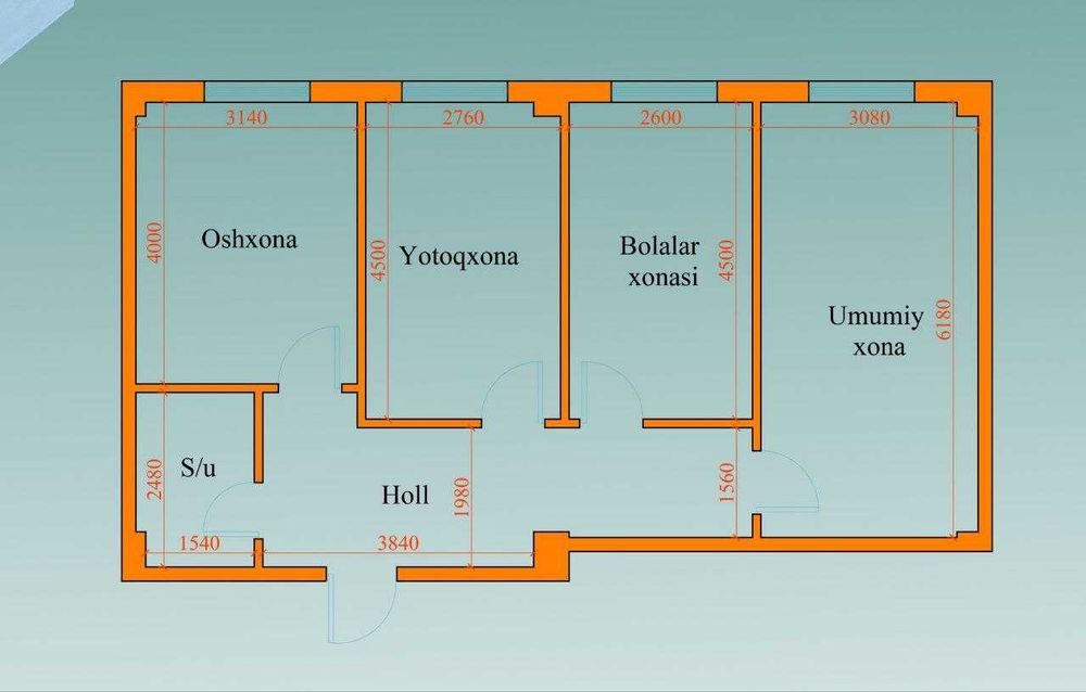 3-комнатная квартира, 74.5 м², Фергана, на продажу