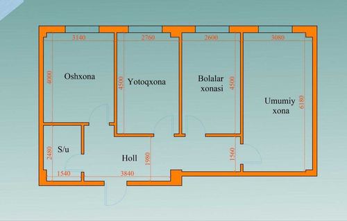 3-xonali kvartira, 74.5 m²