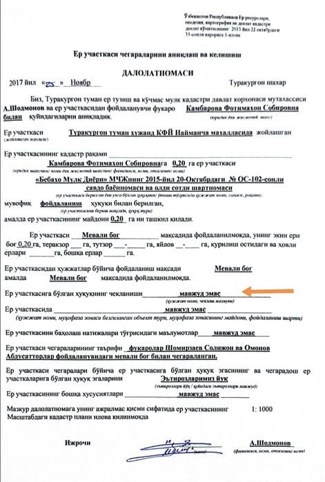 Tiraqurgon, past naymanchada Bog, gilos, hurmo, terak daraxtlari bor