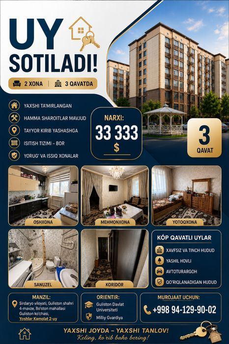 2-xonali kvartira, 51 m²