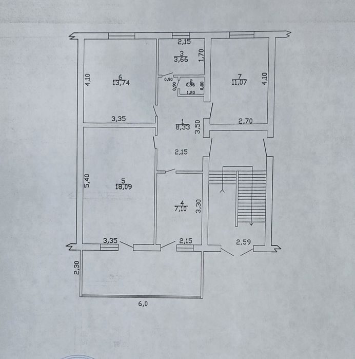 3-комнатная квартира, 63 м², Джизак, на продажу