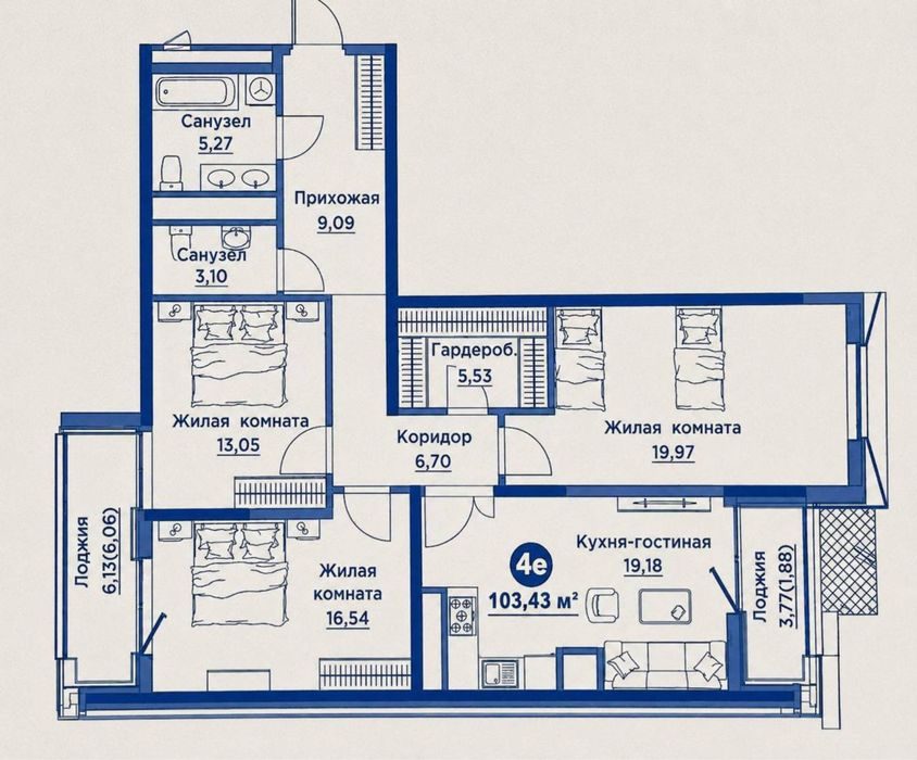 4-room apartment, 106 m², Tashkent, Mirzo Ulugbek District, for sale