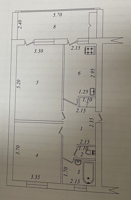 2-room apartment, 64 m²