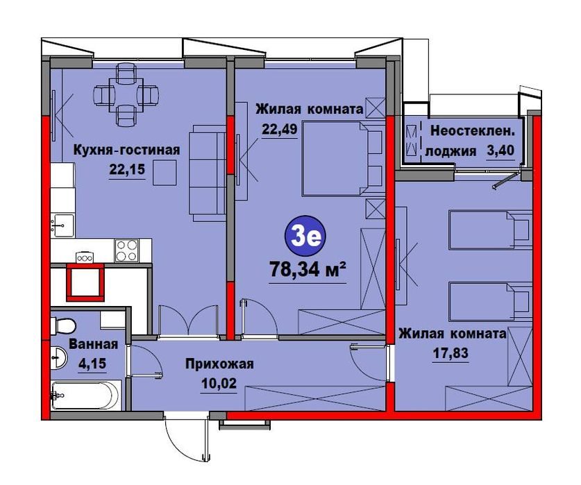 3-room apartment, 78.69 m², Tashkent, Mirzo Ulugbek District, for sale
