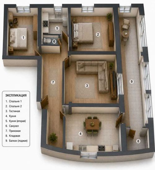 5-room apartment, 125 m²
