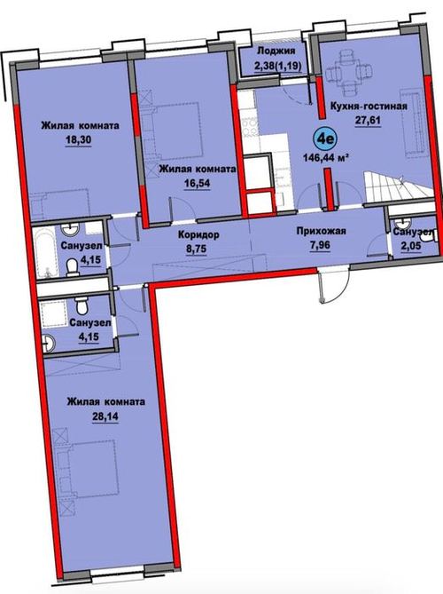 4-комнатная квартира, 137 м²