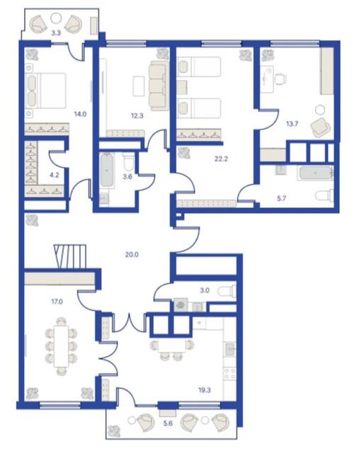 5-room apartment, 230 m²