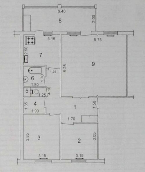 4-xonali kvartira, 92 m²