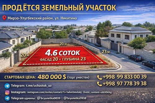 Никитина, Максим Горкий продается  земельный участок 4,6-соток