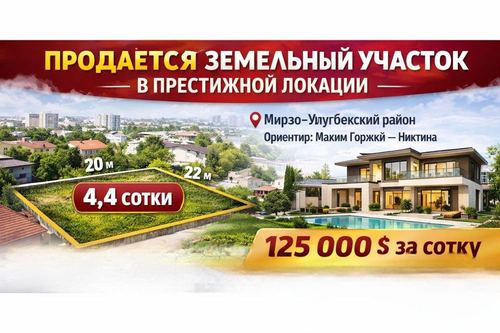 Никитина, Максим Горкий, элитная махалля продается земельный участок