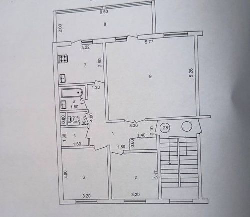 4-xonali kvartira, 92 m²