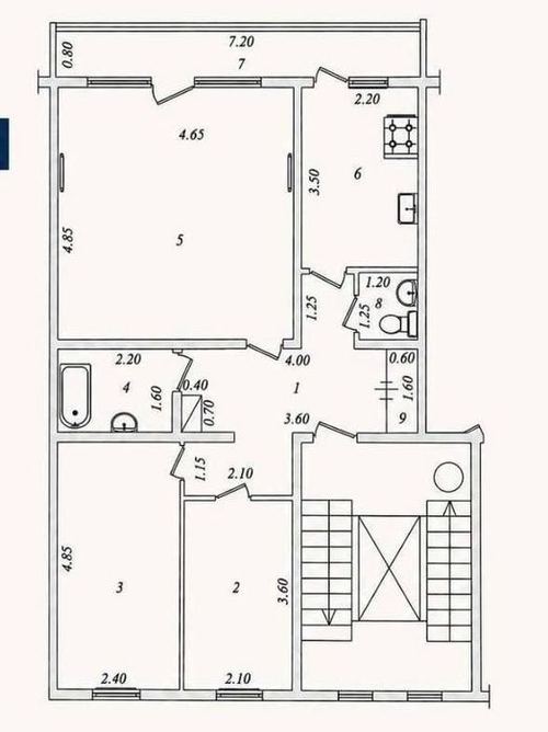 3-xonali kvartira, 72 m²
