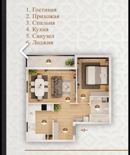 2-xonali kvartira, 59 m²