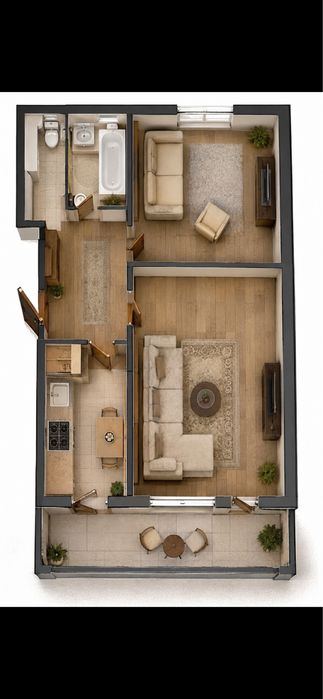 2-комнатная квартира, 55 м²