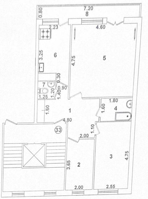 3-комнатная квартира, 72 м²