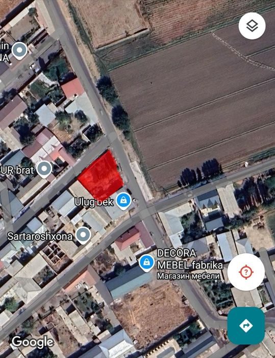 Yer sotiladi uglavoy 627.03 kv.m. yoʻlni yuzida