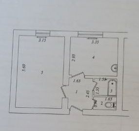 1-xonali kvartira, 35 m²