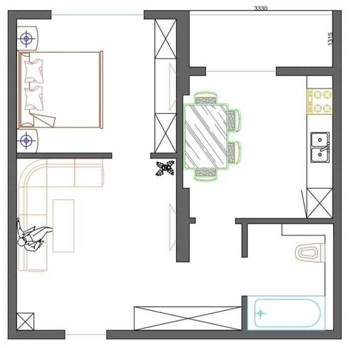 2-xonali kvartira, 48 m²