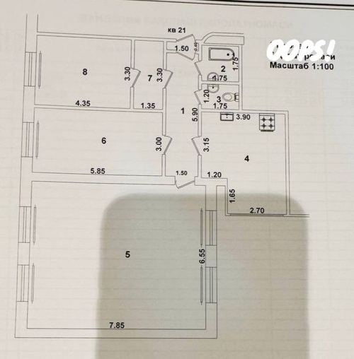 3-room apartment, 120 m²