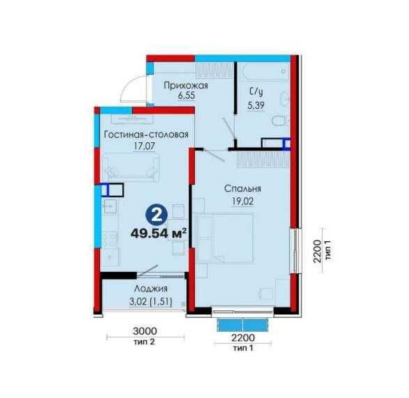 3-room apartment, 74.43 m², Tashkent, Almazar District, for sale