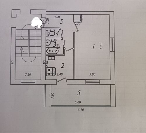 1-xonali kvartira, 40 m²