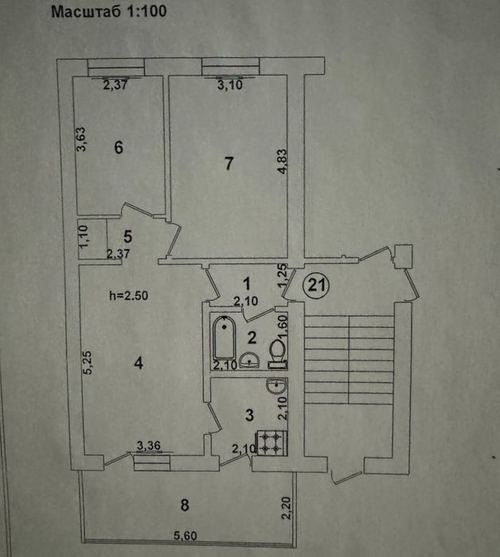 3-xonali kvartira, 68 m²