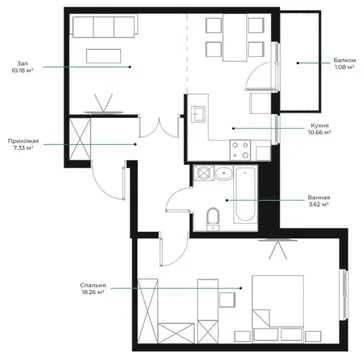 2-room apartment, 50 m², Tashkent, Yashnabad District, for sale