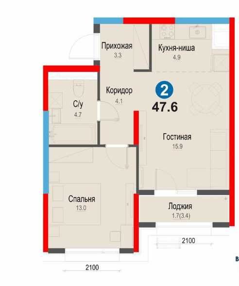 2-room apartment, 47.6 m², Tashkent, Yashnabad District, for sale
